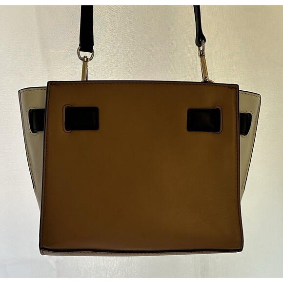Michael Kors Hamilton Traveler Tan Blk & White Leather Messenger Crossbody Purse - Picture 6 of 16